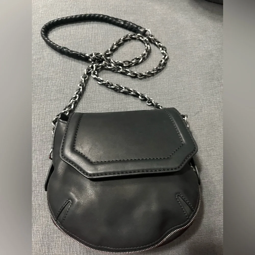 Rag & Bone Bradbury Mini Flap Chain Hobo Leather Black Bag with Chain Strap